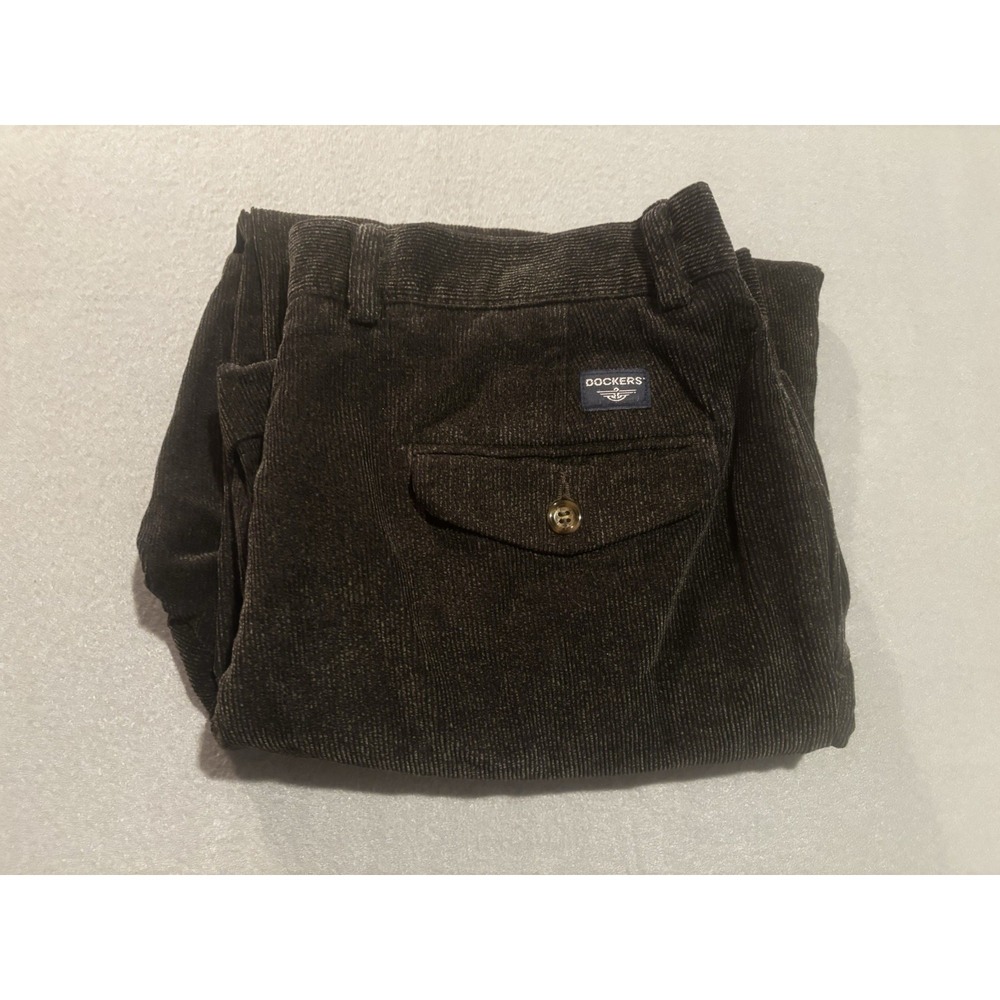 Vintage 90s Dockers Brown Chunky Corduroy Pants Mens 36x28 Baggy Relaxed Fit